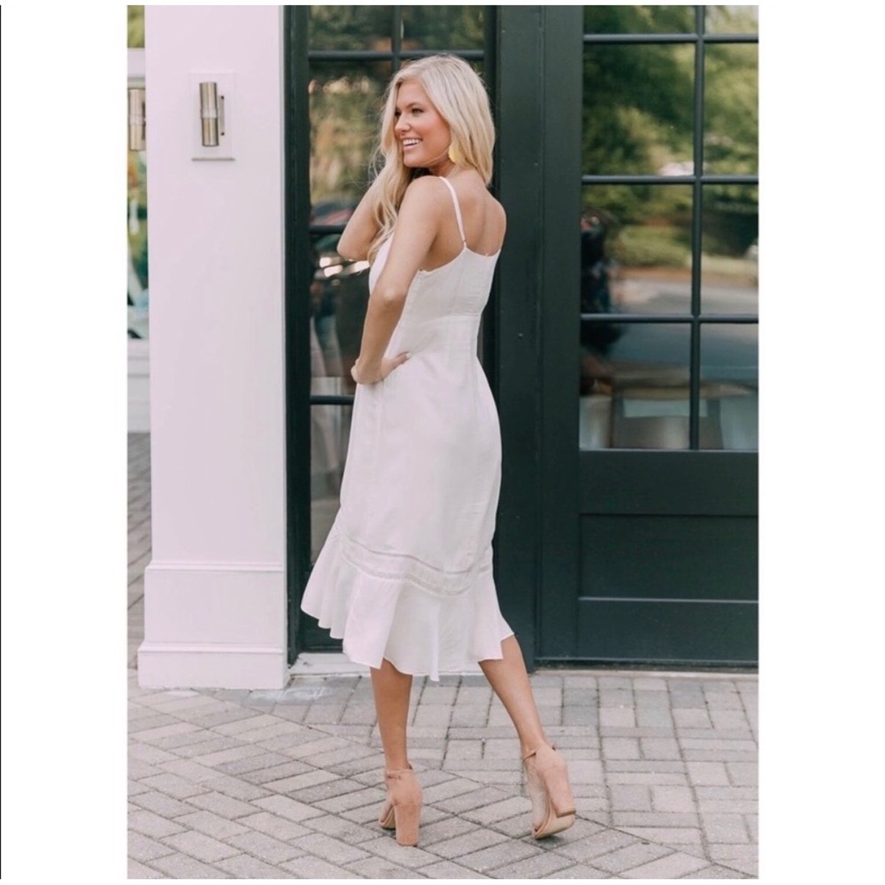 NWT Gentle Fawn Midi Dress Womens 2 White Ruffle Lace Boho Cottagecore Ivory - Picture 3 of 16